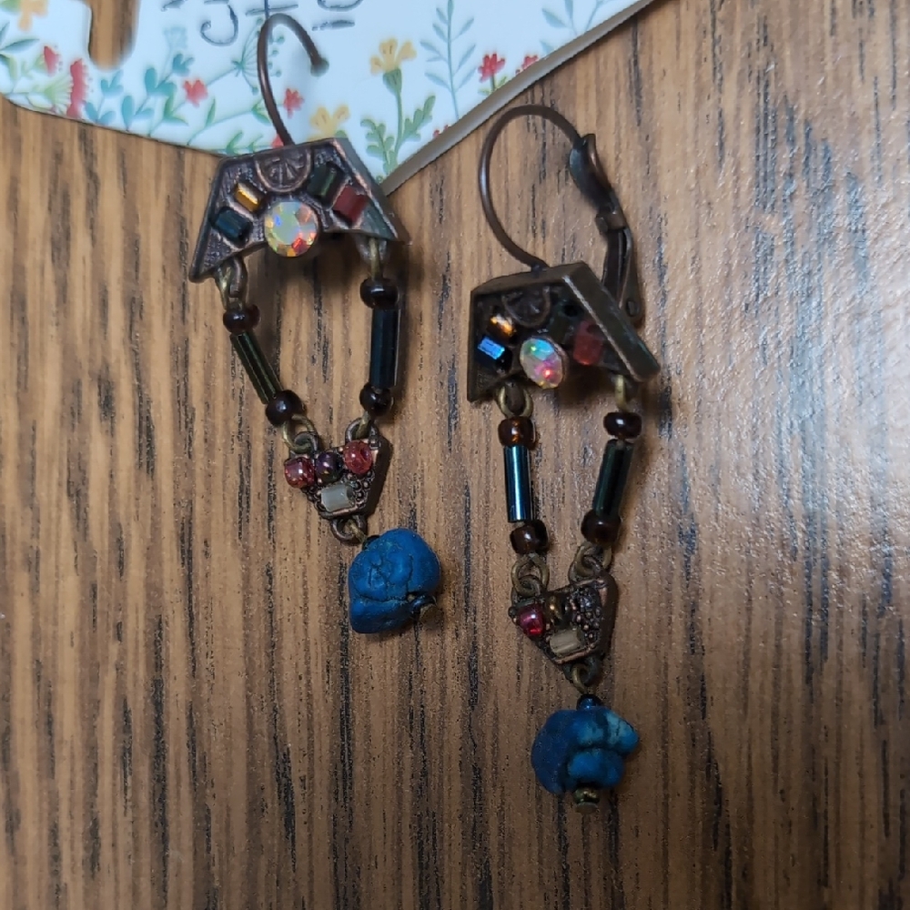 Boho Blue Stone Dangle Earrings - Women Jewelry
